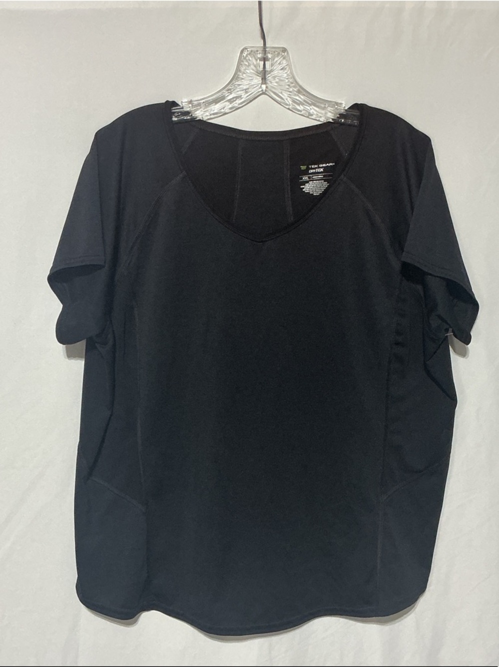 Tek Gear Womens Black Poly DryTek Athletic Shirt Logo Sz XXL